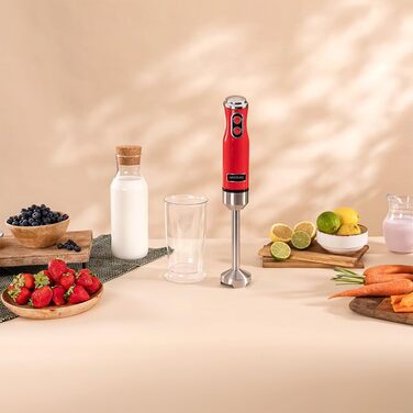Блендер Cecotec Stabmixer Power RetroRed 1200MAX Cream&Crush: 1200 Вт, CrossBlades, 2 швидкості, комплект аксесуарів