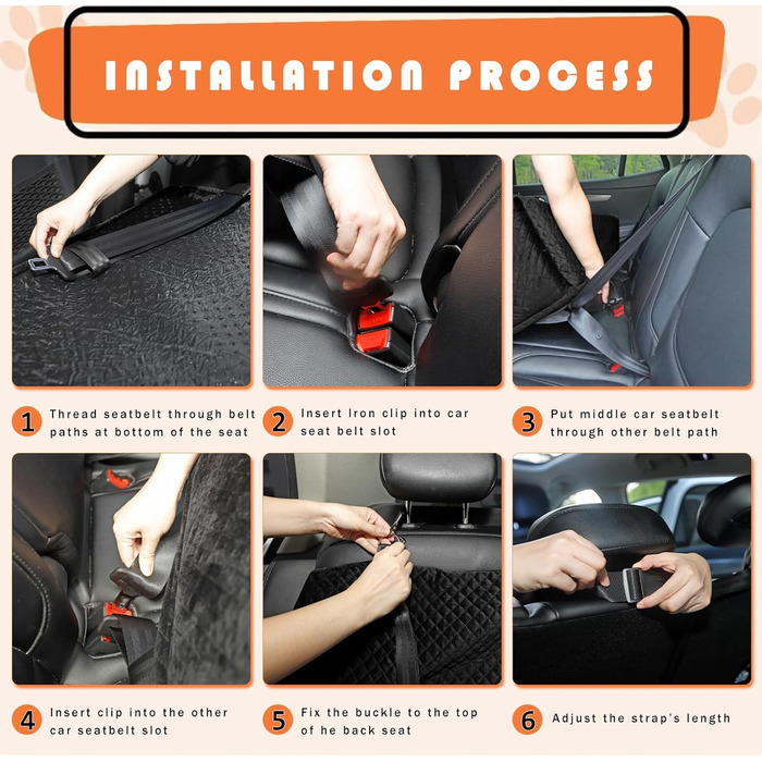 Підвищення для собак PALAMIL: для великих/середніх або 2 маленьких собак, водонепроникний автокрісло для собак з товстим матрацом та кишенями для зберігання (Чорний). Підвищення для великих собак.