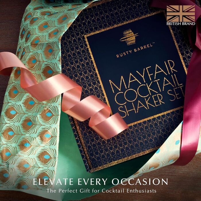 Набір для коктейлів Rusty Barrel Mayfair Original із аксесуарами та шейкером із нержавіючої сталі у розкішній подарунковій коробці