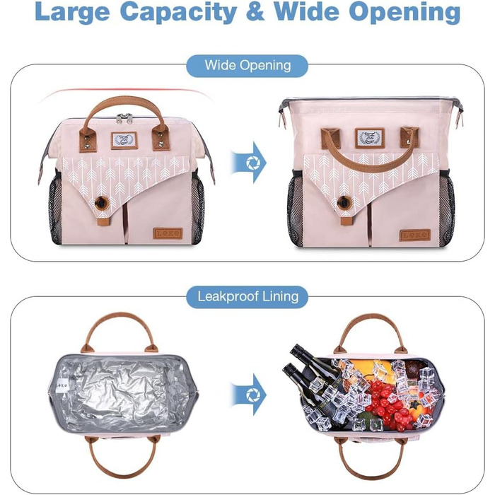 Льодогенератор Lekesky для жінок: ізольована ланч-торба, 11л, рожева