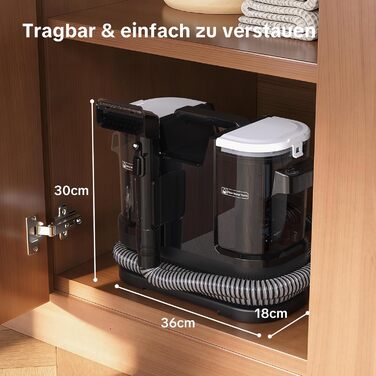 Портативний пилосос для чищення м'яких меблів Lubluelu 600 Вт, 18 кПа, з функцією самоочищення та насадкою для килимів, диванів та авто (чорний)