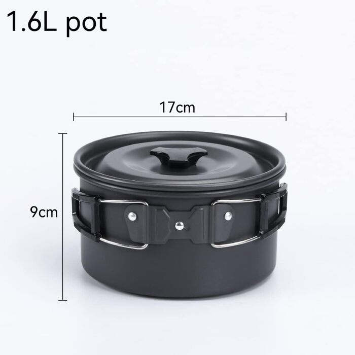 Набір кухонного посуду для кемпінгу AUHOU: портативний набір посуду з алюмінію для пікніків, походів та рюкзакових подорожей