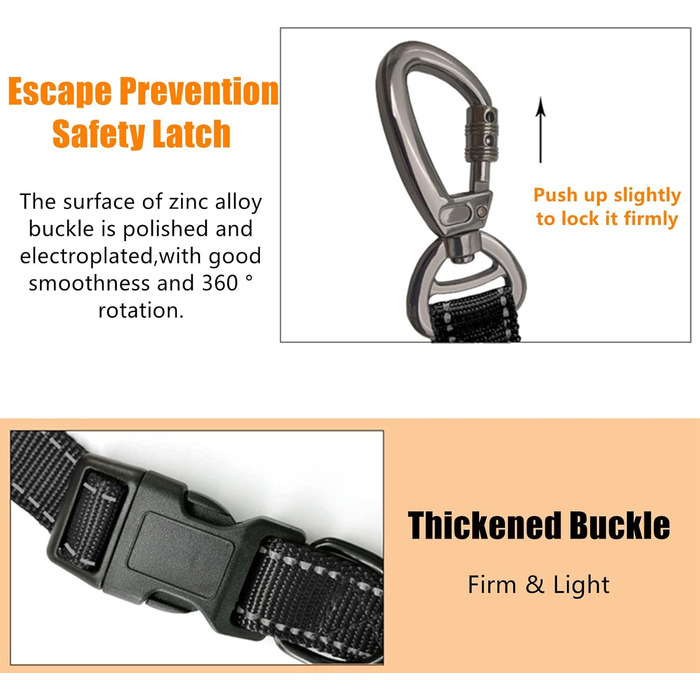 Поводок для собак YankMooM 6-в-1: багатофункціональний, регульований, з надійним амортизатором. Підходить для бігу, прогулянок, тренувань, поїздок в авто з собаками середніх та великих порід. Включає автомобільний ремінь безпеки (1,5 - 2,4 м)