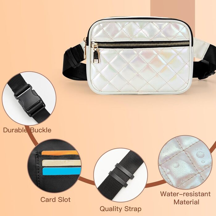 Жіноча бананка Jueachy: водонепроникна сумка через плече з ромбовим візерунком, 4 відділення на блискавці, для активного відпочинку та фестивалів