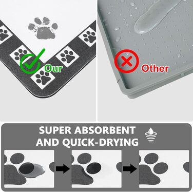Килимок для тварин, надпоглинувач, для собак та котів, з неслизьким гумовим дном, швидковисихаючий, миючий, 40 x 60 см, 2 пари принтів лап, з точками
