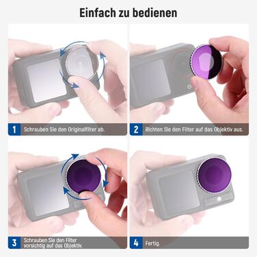 Набір фільтрів NEEWER CPL & ND для DJI Osmo Action 4/Action 5 Pro (4 шт.): поляризаційний фільтр CPL + ND8 + ND16 + ND32, аксесуари для екшн-камери, багатошарове покриття, FL-A12 (ND8/ND16/ND32/ND64)