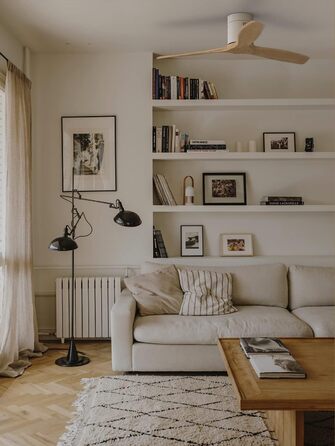 Вентилятор стельовий Windcalm M з ABS корпусом, білий, з імітацією темного дерева, з Wi-Fi та пультом, тихий, 40W, діаметр 132 см, 6 швидкостей, таймер 1-4 год, DC-двигун, режим літо/зима (без освітлення)