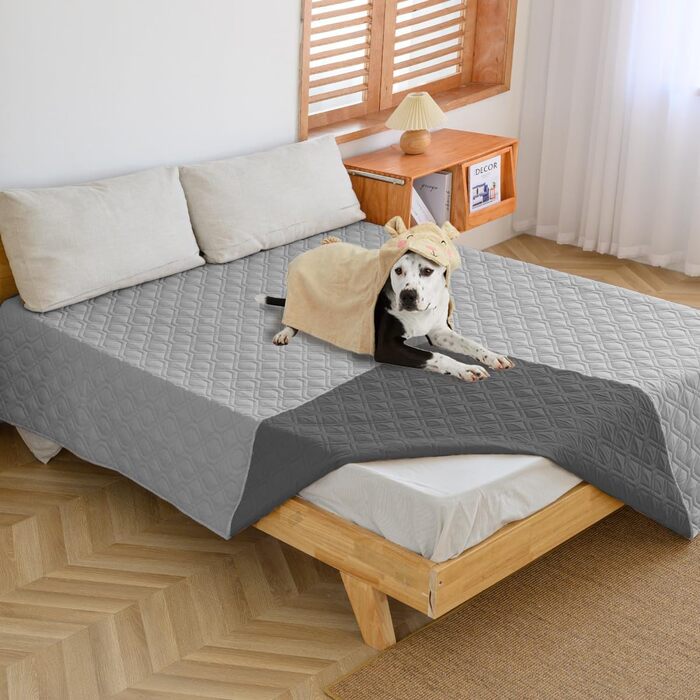 Водонепроникний килимок для собак - міцний килимок 173x203 см, для активного відпочинку, машинного прання, двосторонній, підходить для собак та котів, сірий + темно-сірий