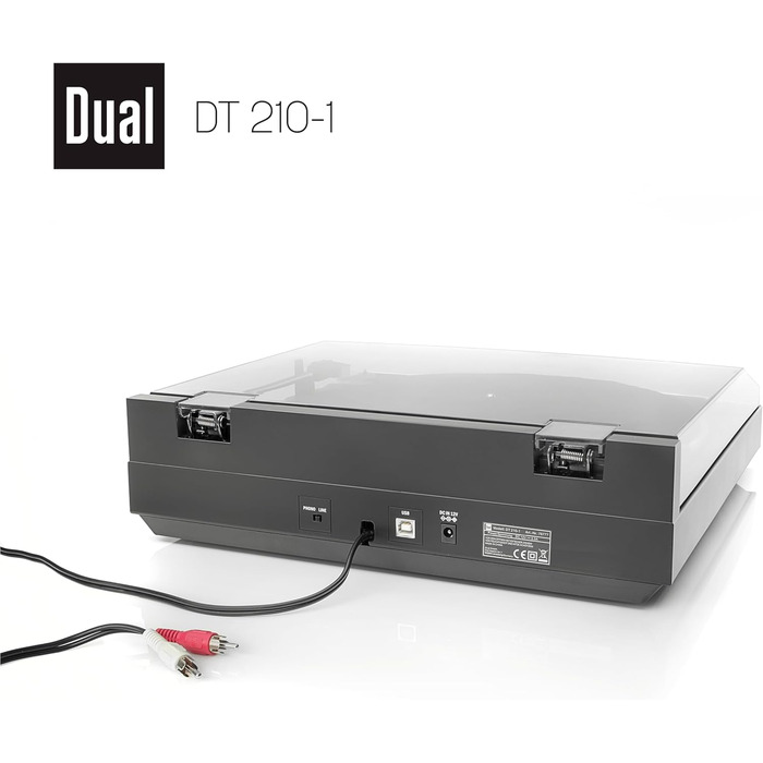 Програвач вінілу Dual DT 210-1 USB: 2 швидкості, магнітний звукознімач, ремінний привід, USB для оцифрування, чорний