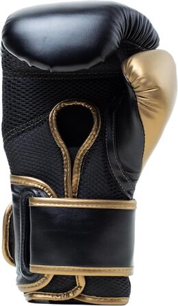 Боксерські рукавички Everlast Powerlock 2R, 12 oz, чорний/золотий – для спарингу, тренування на боксерському мішку, з підтримкою зап'ястя, 4-шаровий шар, оригінальна екіпіровка Everlast