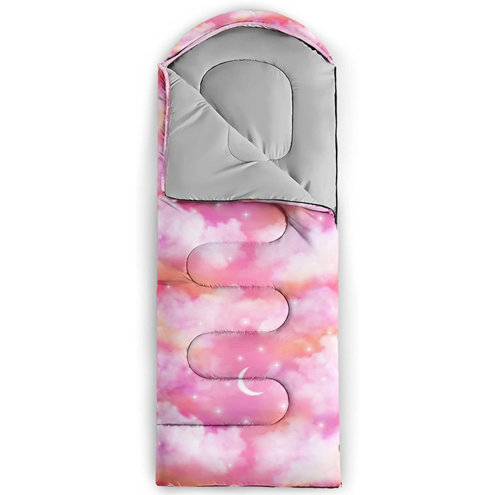 Сплячі мішки BailiPromise Pink Cloud - рожеві хмаринки, 3 сезони, для дорослих та дітей, водонепроникні, 31x90