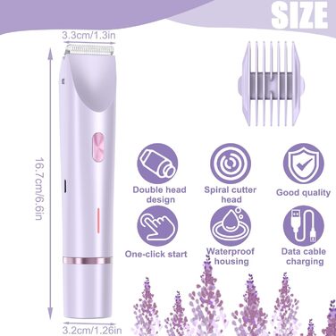 Електричний жіночий триммер для бікіні 2-в-1 Intimrasierer, фіолетовий