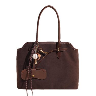 Жіноча сумка-шопер Unisoul з натуральної замші, велика містка сумка для коледжу, роботи, школи, подорожей, шопінгу, повсякденного використання, колір кави