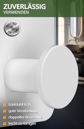 Набір гачків для рушників 4smile, 6 шт. - без свердління, з нержавіючої сталі, водонепроникні, для ванної кімнати