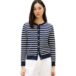 Кардиган жіночий Tommy Hilfiger Jersey Fine з ґудзиками, темно-синій (Dark Night Navy/Ivory Petal Stp), розмір S