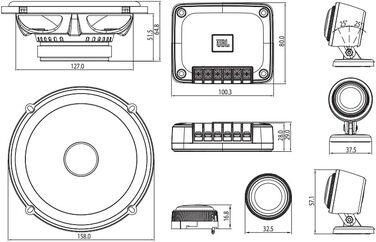 Автомобільна акустика JBL Club 602CTP, 2-смугові компонентні динаміки 210 Вт, 16 см, з твітерами і кросоверами, чорний