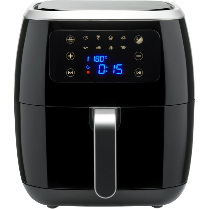 Amazon Basics 6-Liter Air Fryer with Digital Touchscreen and 8 Preset Cooking Programs, Black 6L