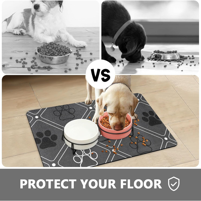 Килимок для тварин, надпоглинувач, для собак та котів, з неслизькою гумовою основою, швидковисихаючий, миючий, 40 x 60 см, 2 пари малюнків лап, чистий (в клітинку)