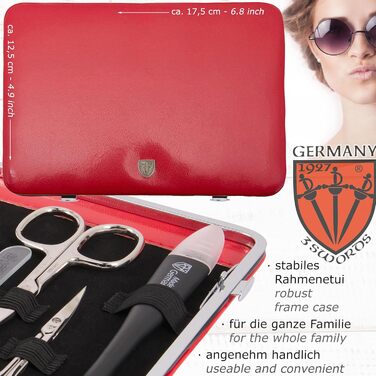 Набір для манікюру Drei Schwert Germany 'Fano' - 11 предметів у кейсі (колір коньяк/стрейч-мімікрія (червоний))