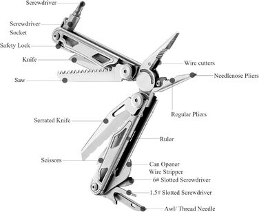 Мультитул SQT 18-в-1: професійний мультиінструмент з плоскогубцями, ножем та з нержавіючої сталі для DIY, ремонту та кемпінгу. Подарунок для чоловіків SQT2038-5