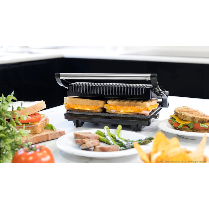 Cecotec Rock'nGrill Dark 1000 Electric Grill with Stone Coating - PTFE & PFOA Free - 750W