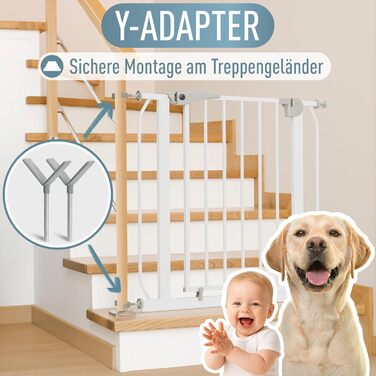 Захист для сходів IB STYLE для дітей - сітка для сходів, перешкоджає потраплянню тварин, без свердління, білий, 67-75 см (Y-адаптер (набір 2 шт))