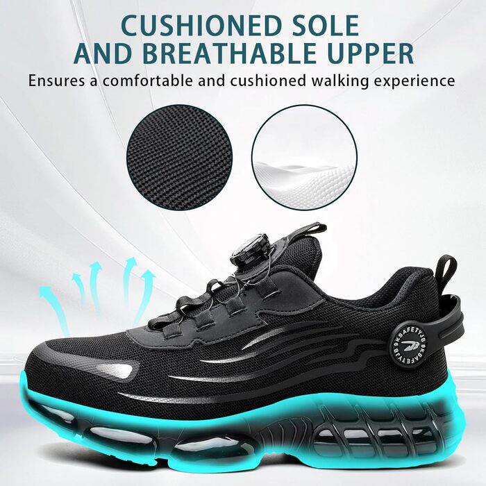 Черевики робочі чоловічі та жіночі S3 Explorer 3.0. Легкі, дихаючі, зі сталевим підноском. Розмір 48 EU, колір чорний