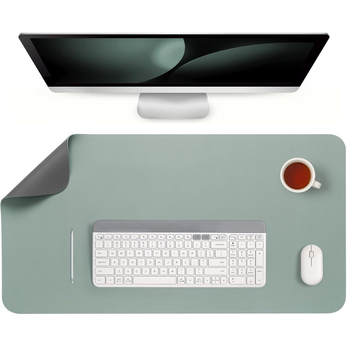 Двостороння килимок на стіл з антиковзаючим покриттям, 40 x 80 см (сірий, салатовий) - для офісу, ноутбука, миші