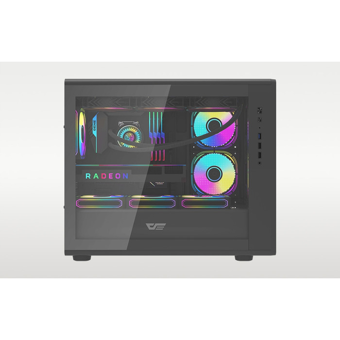 Корпус для комп'ютера DarkFlash DB460M Big Tower m-ATX, загартоване скло, чорний, USB 3.0