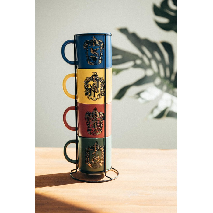 Grupo Erik Harry Potter Coffee Mug Set of 4 Hogwarts Houses - Ceramic Coffee Cups Gryffindor, Slytherin, Ravenclaw and Hufflepuff - Mug Set, each 300 ml