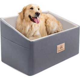 Автокрісло для собак, сіре, велике, з підняттям та кишенями для зберігання, до 25 кг, для великих собак та цуценят