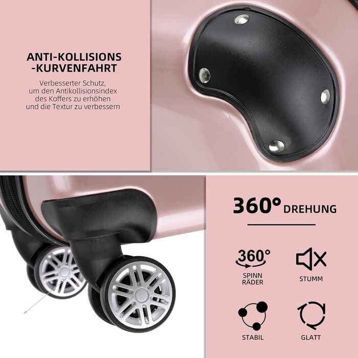 Чохол-валіза Beibye Hartschalen Koffer Trolley Rollkoffer Reisekoffer з полікарбонату (Рожеве золото, 76 см - 110 л)