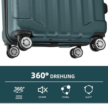 BEIBYE TSA Lock 2080 Twin Roller 3-Piece Luggage Set Suitcase Set Trolley Trolleys Hard Shell (Dark Green)