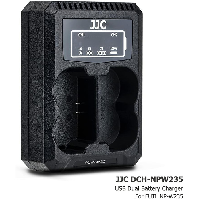 Зарядний пристрій JJC для акумуляторів Fujifilm NP-W235 (Dual USB) - сумісний з X-H2S, X-T4, BC-W235