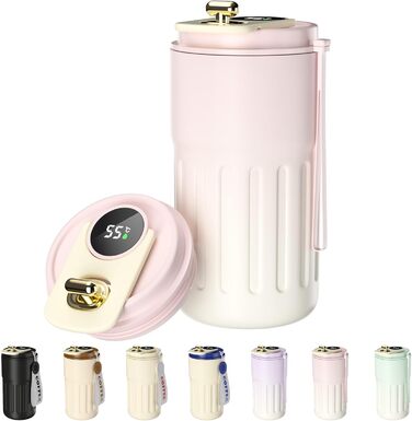 Термокружка для кави HomeAlexa з цифровим дисплеєм, 410 мл, нержавіюча сталь 316, ізольована, з кришкою, не протікає