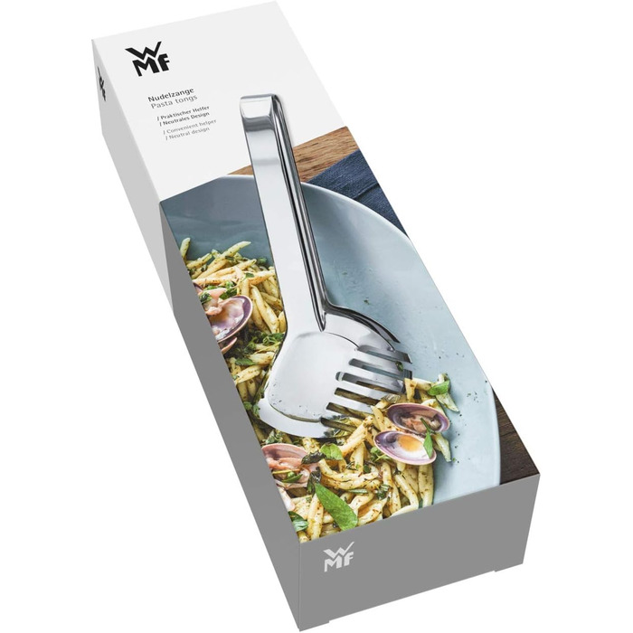 WMF Bistro Noodle Tongs 23 cm, polished Cromargan stainless steel, ideal for salad or serving vegetables, dishwasher-safe