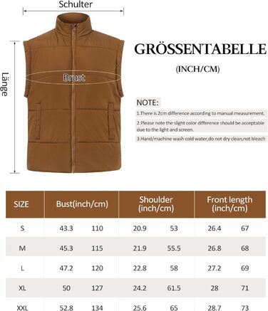 Легка степкова жилетка Daen Weste з коміром-стійкою, без рукавів, для осені/зими/міжсезоння, для активного відпочинку, S-XXL (Коричневий, L)