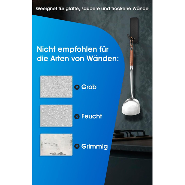 Набір гачків для рушників без свердління, 10 шт., самоклеючі гачки з нержавіючої сталі 304, надміцні клейкі гачки для великих предметів, гачки на стіну для ванної, туалету та кухні, стійкі до іржі, чорні гачки для рушників