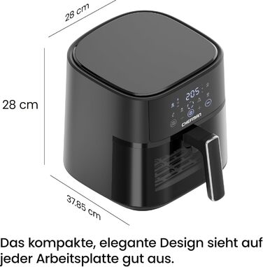Фритюрниця без олії Chefman Hi-Fry 5.7L з сенсорним керуванням, антипригарне покриття, чорна