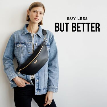 Чоловіча/жіноча поясна сумка Berliner Bags Preiu, шкіряна кросбоді сумка, XL (Чорний / Золотий)