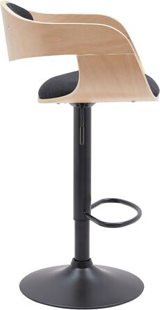 Kingston Adjustable Bar Stool with Premium Upholstery - Durable Metal Frame (150kg Capacity) - Black Fabric