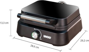Вафельниця Unold 48275 Belgisches Waffeleisen Brüssel: подвійний автомат, регулювання температури, антипригарне покриття, 1500 Вт, чорний