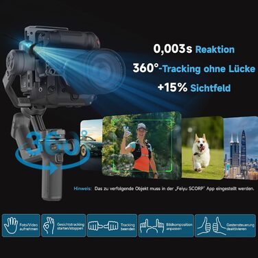 FeiyuTech SCORP-C2 Gimbal: Стабілізатор з AI-трекінгом 4.0, до 3.5 кг, 14 годин роботи, для Vlog, YouTube, фото та відео