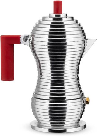 Еспресо-машина Alessi Pulcina MDL02/6 - 6 чашок, литий алюміній, червона