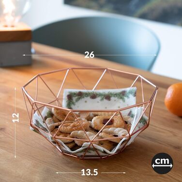 Металева фруктова ваза Chefarone - декоративний вінтажний кошик для фруктів (26x26x12 см, коричневий)