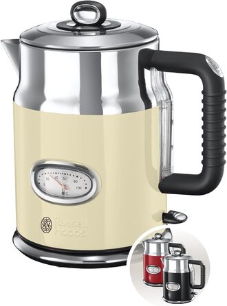 Електричний чайник Russell Hobbs 1.7л, 2400W, Retro Creme, з регулюванням температури, LED-дисплей, нержавіюча сталь