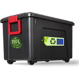 Iris Ohyama Large Plastic Storage Box, 60L Garage Storage Box, 3-Piece Set, SIA-60, Black, Stackable, Staples? B59 x D39.5 x H35.5 cm (110L x1)