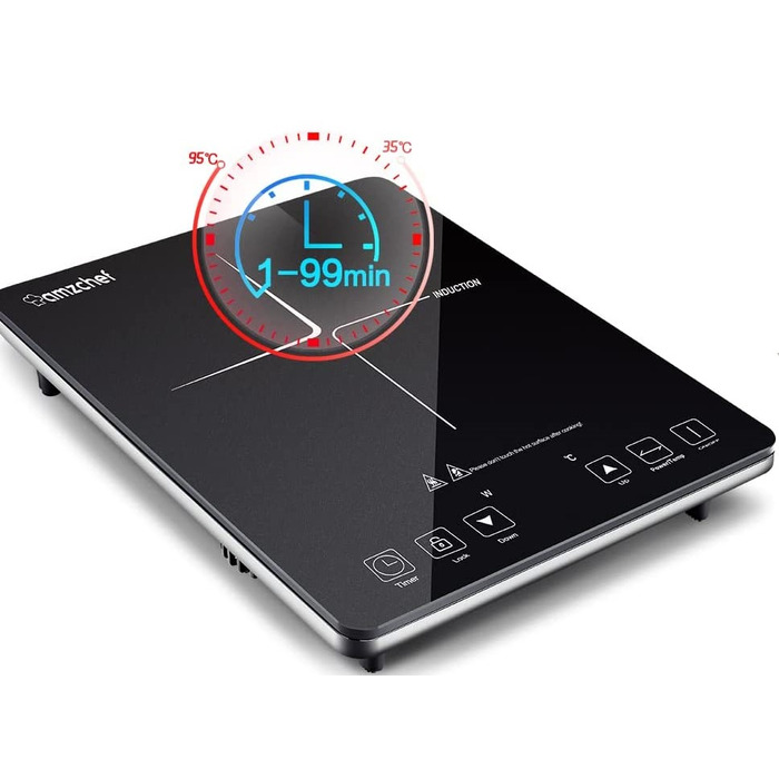 Портативна індукційна плита Amzchef SK-20CB16T 2000Вт, чорна