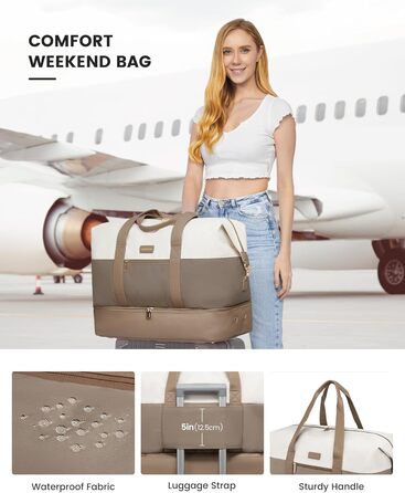 Сумка-мішок LOVEVOOK для жінок, 60L: дорожня, спортивна, для подорожей, з відділенням для взуття (55x42x25cm)