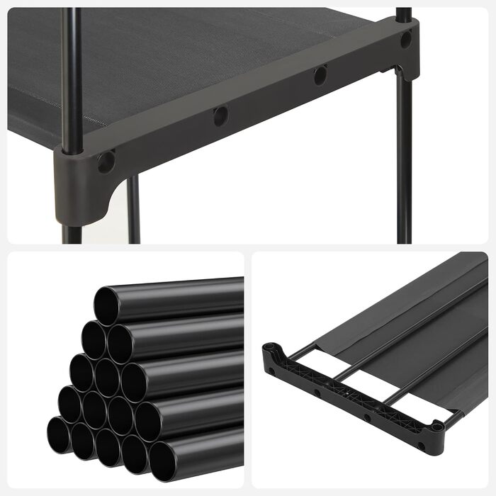 Відкритий шафа SONGMICS для одягу, вішалка для одягу, стійка для одягу, гардероб, 2 полиці для одягу, великий об'єм, для спальні, вітальні, 112 x 43 x 165 см, чорний